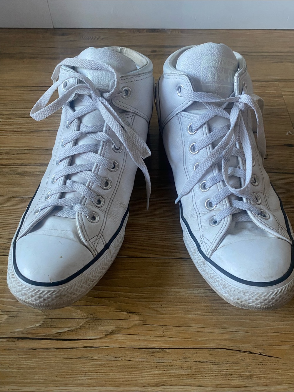 Converse White High-Top Men's Sneakers with Navy Trim